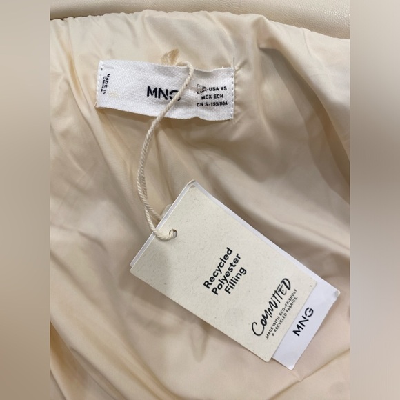 Mango beige puffer jacket faux leather size XS NWT - Picture 8 of 10